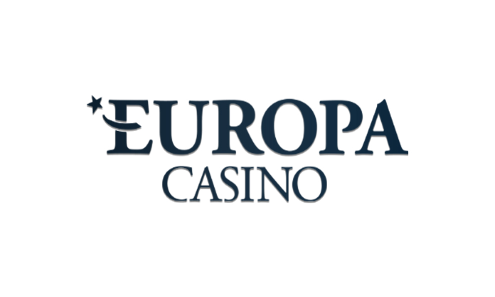 Logo for "Europa Casino" in dark blue text on a white background. A small star icon appears above the letter "E".