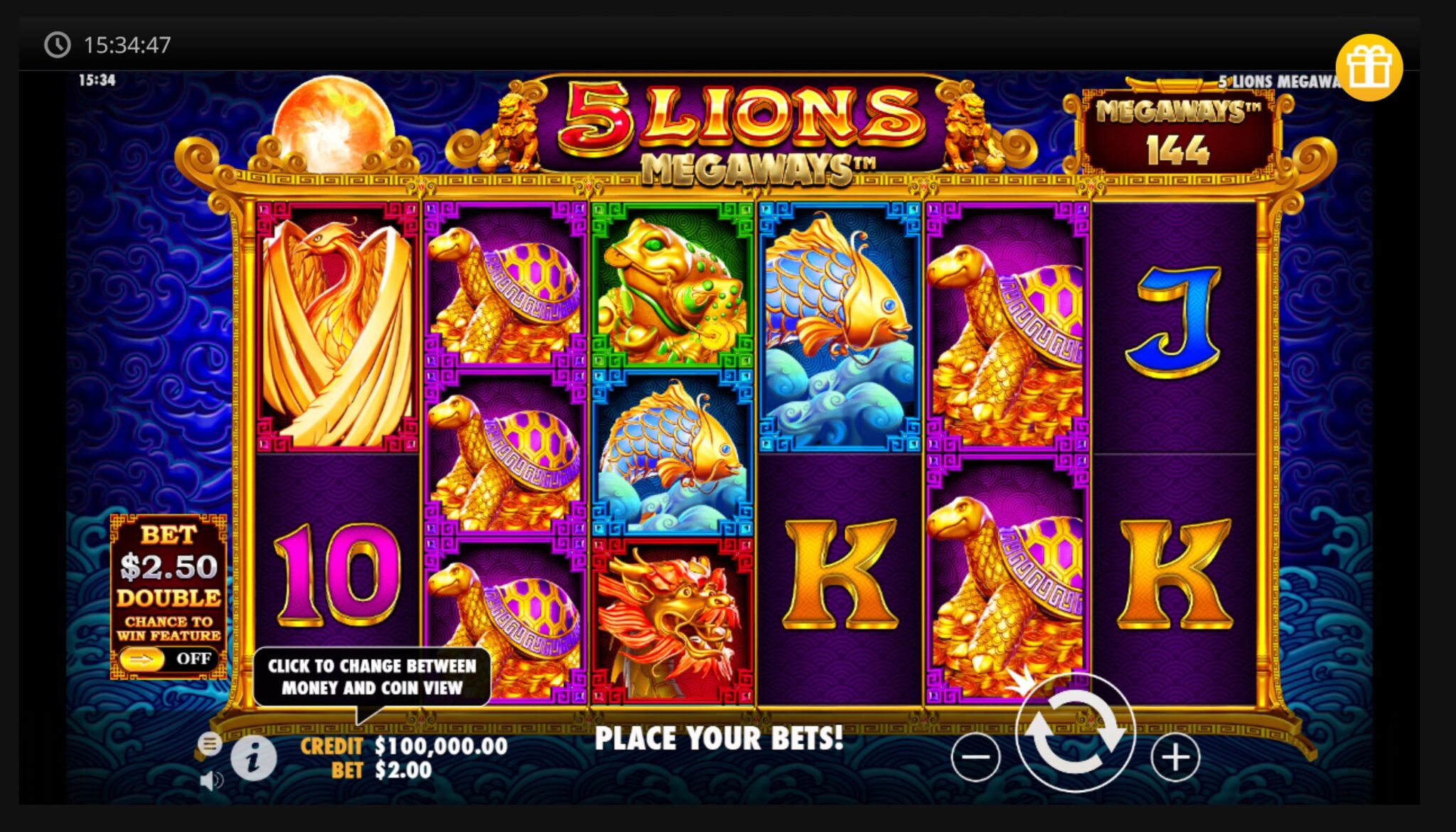 5 Lions Megaways slot interface