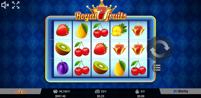 Royal 7 Fruits slot interface